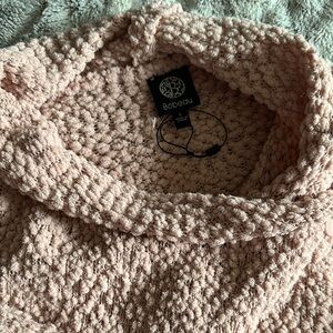 Bobeau Pink Textured Cowl Neck Sweater